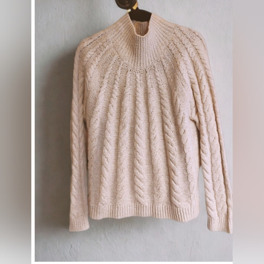 Knox Rose Cream Cowl Neck Cable Knit Sweater